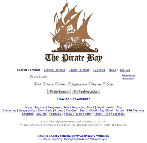 As BitCoins Roll In, The Pirate Bay Adds Support For LiteCoin Donations | TorrentFreak