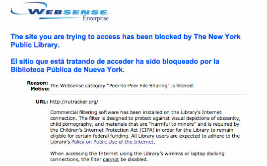 New York Public Library Blocks The Pirate Bay (and TorrentFreak) | TorrentFreak