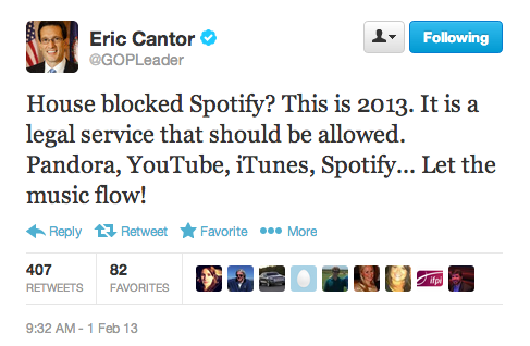 Following ban, the US House of Representatives can again listen to Spotify